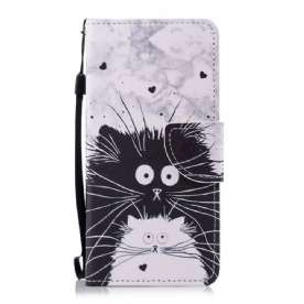 Folio-hoesje voor Huawei Y7 2018 / Honor 7C Met Ketting Verrast Katten In Riem