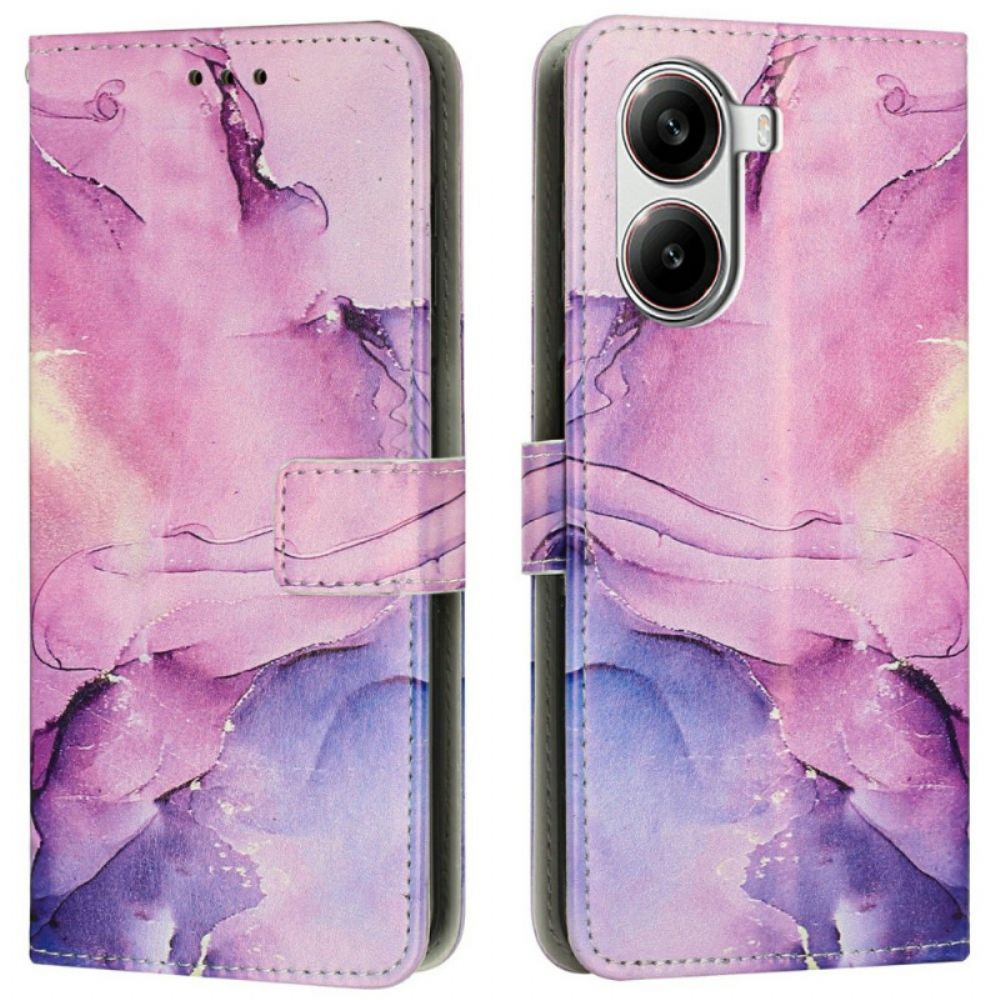 Bescherming Hoesje Poco X7 Pro 5g Marmerlook Met Bandje