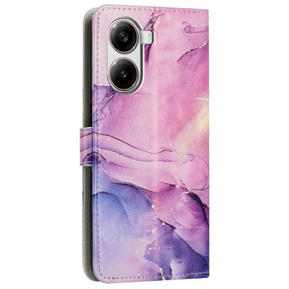 Bescherming Hoesje Poco X7 Pro 5g Marmerlook Met Bandje