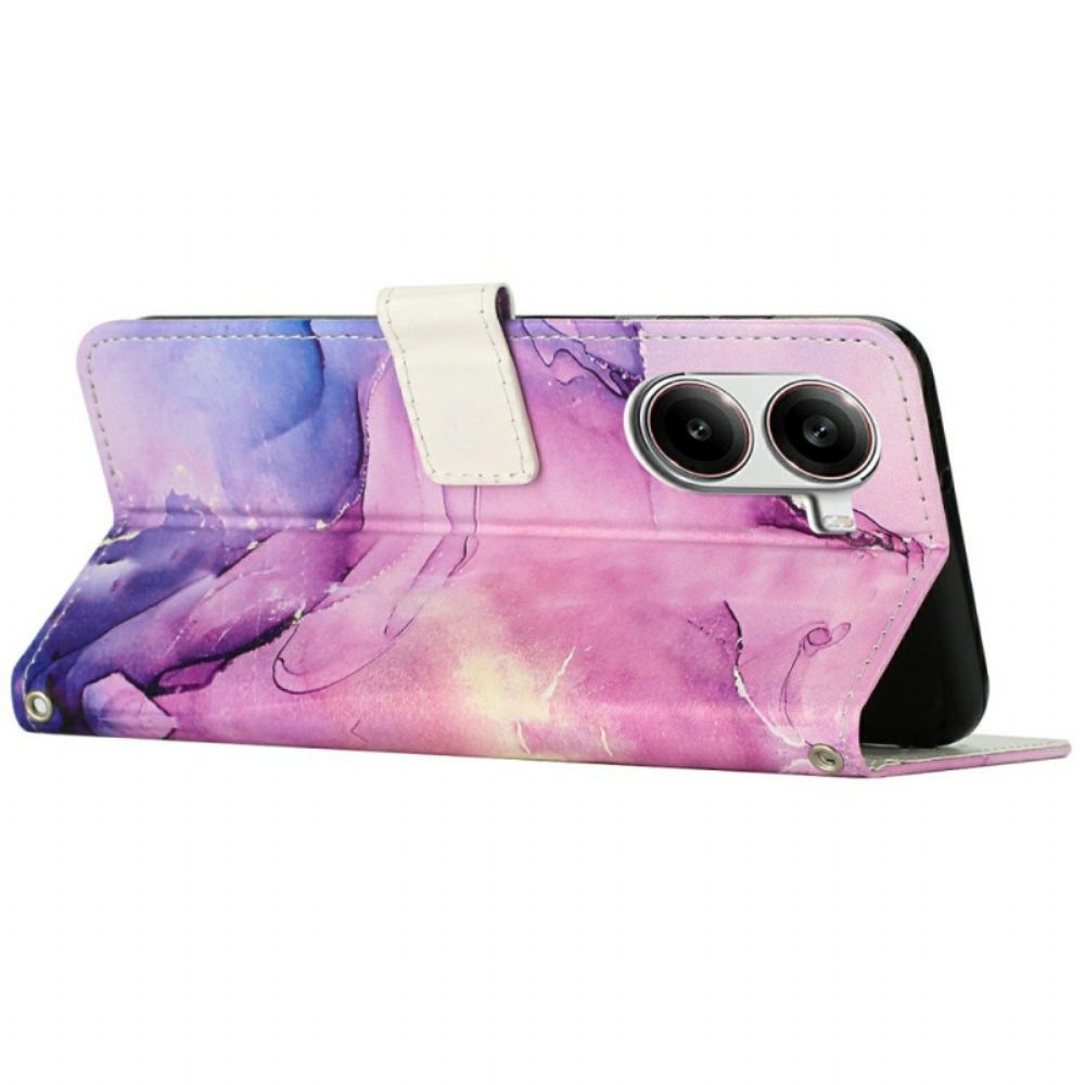 Bescherming Hoesje Poco X7 Pro 5g Marmerlook Met Bandje