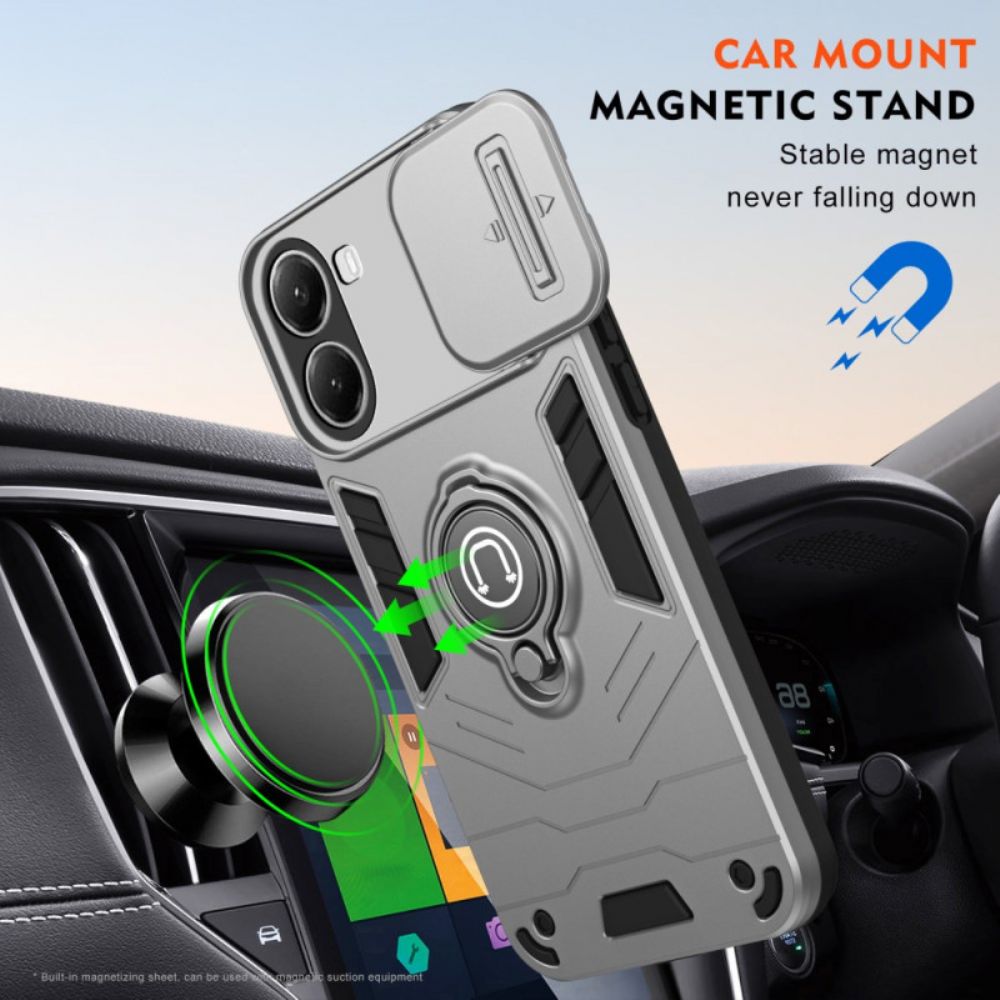 Cover Hoesje Poco X7 Pro 5g Telefoonhoesje Schuifbare Camerabescherming En Standaard