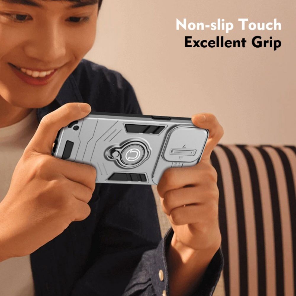 Cover Hoesje Poco X7 Pro 5g Telefoonhoesje Schuifbare Camerabescherming En Standaard