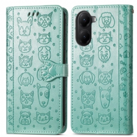 Flip Case Leren Poco X7 Pro 5g Geanimeerde Dieren