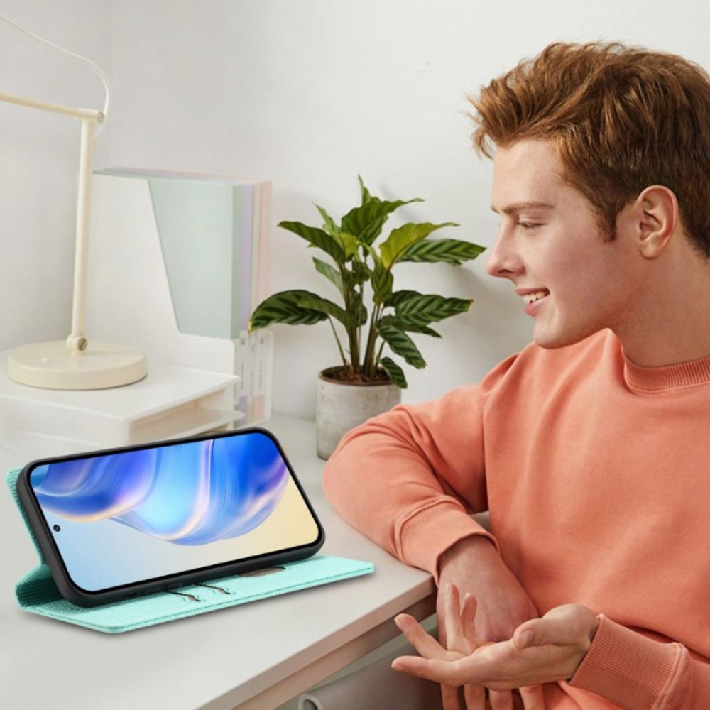 Folio-hoesje Poco X7 Pro 5g Gestructureerd Leereffect Rfid-blokkering