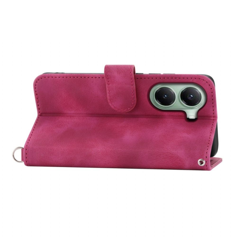 Folio-hoesje Poco X7 Pro 5g Telefoonhoesje Bloemenpatroon Met Riem En Schouderriem