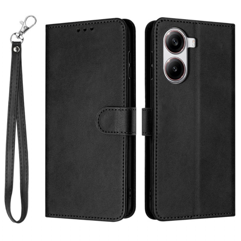 Folio-hoesje Poco X7 Pro 5g Telefoonhoesje Leerlook Met Bandje