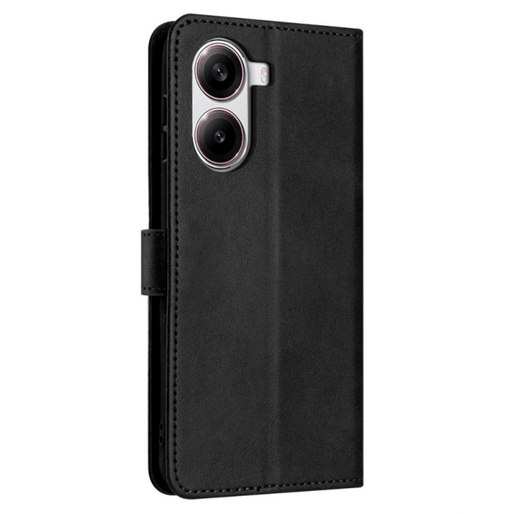 Folio-hoesje Poco X7 Pro 5g Telefoonhoesje Leerlook Met Bandje