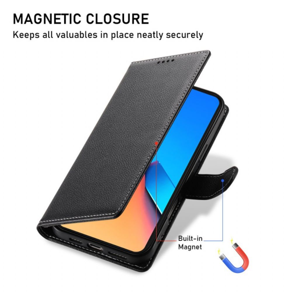 Folio-hoesje Poco X7 Pro 5g Telefoonhoesje Lychee Leerstijl