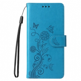 Folio-hoesje Poco X7 Pro 5g Telefoonhoesje Sleutelkoord Met Bloemen