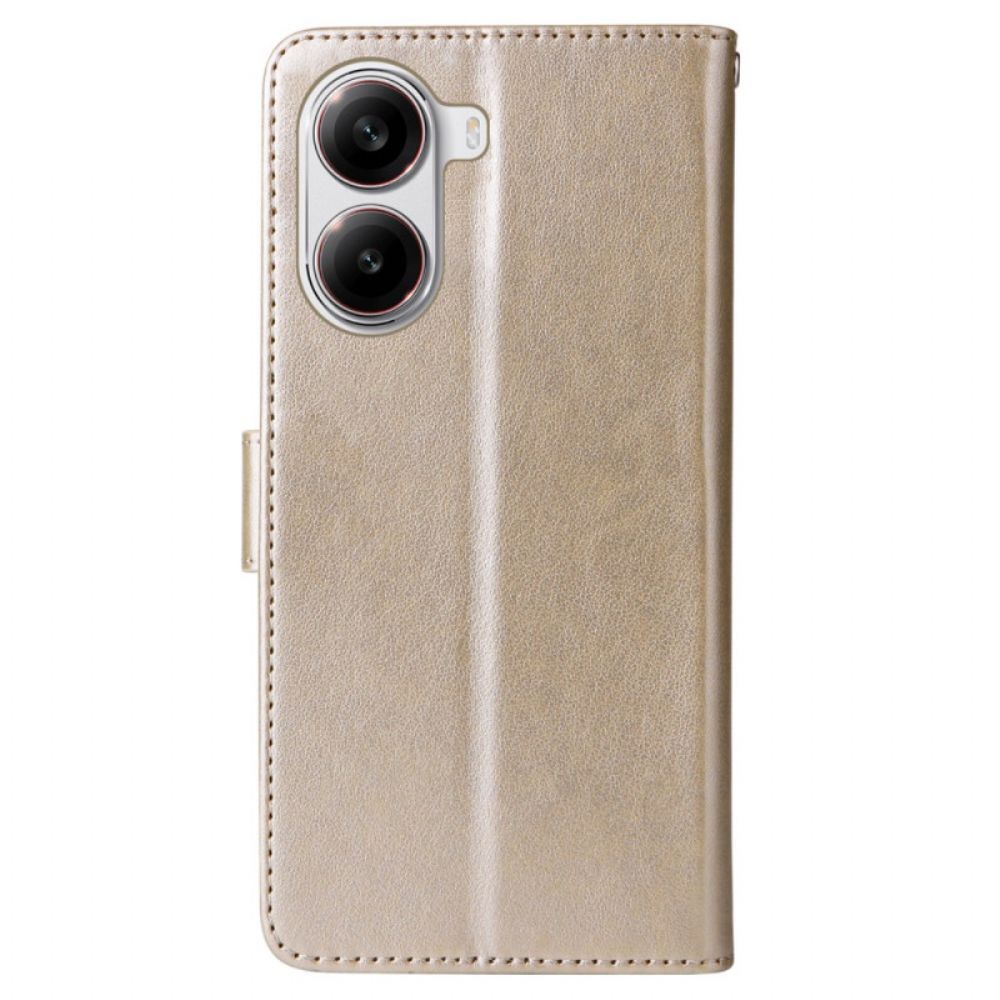 Folio-hoesje Poco X7 Pro 5g Telefoonhoesje Sleutelkoord Met Bloemen