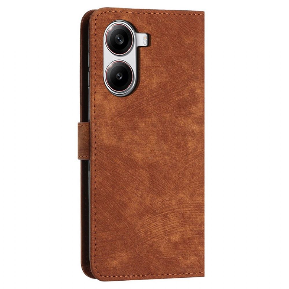 Folio-hoesje Poco X7 Pro 5g Telefoonhoesje Suède-look Met Strepen