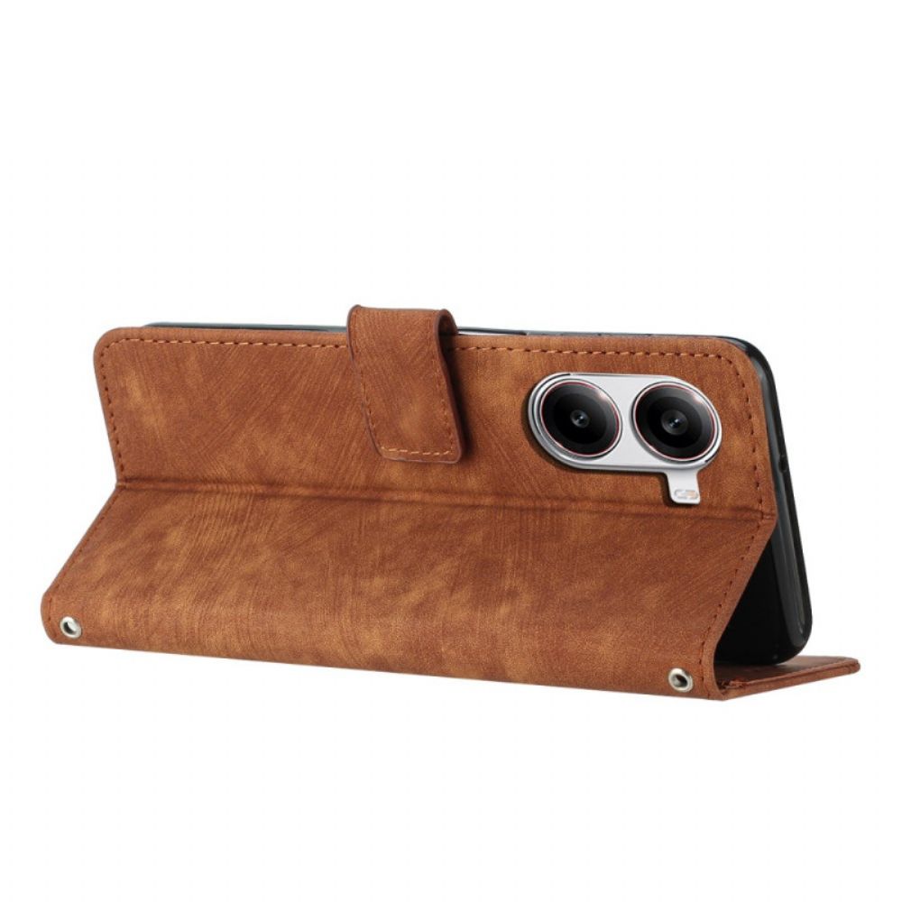 Folio-hoesje Poco X7 Pro 5g Telefoonhoesje Suède-look Met Strepen