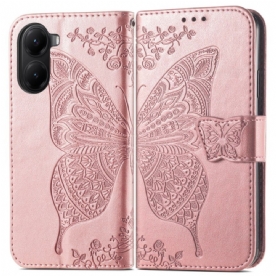 Leren Hoesje Poco X7 Pro 5g Barokke Vlinder Bescherming Hoesje