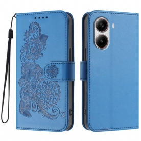 Leren Hoesje Poco X7 Pro 5g Bloemenkant