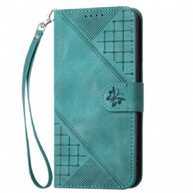 Leren Hoesje Poco X7 Pro 5g Geometrisch Patroon En Vlinders