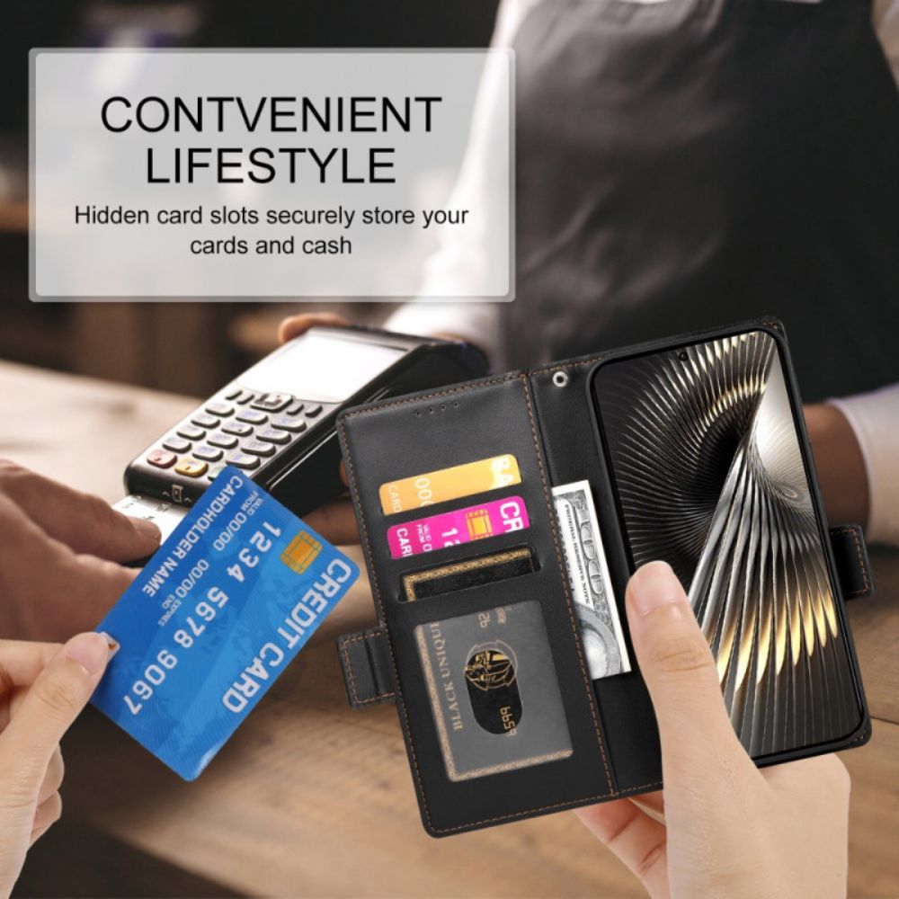 Leren Hoesje Poco X7 Pro 5g Klassiek Met Decoratieve Klinknagel Bescherming Hoesje