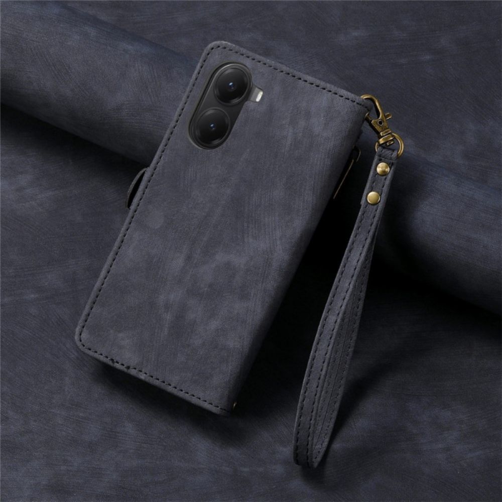 Leren Hoesje Poco X7 Pro 5g Portemonnee Met Geometrische Lijnen Bescherming Hoesje