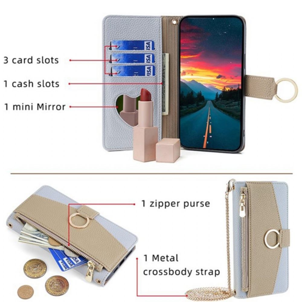 Leren Hoesje Poco X7 Pro 5g Tweekleurig Met Ketting