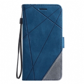 Leren Hoesje Poco X7 Pro 5g Tweekleurige Geometrische Lijnen Bescherming Hoesje