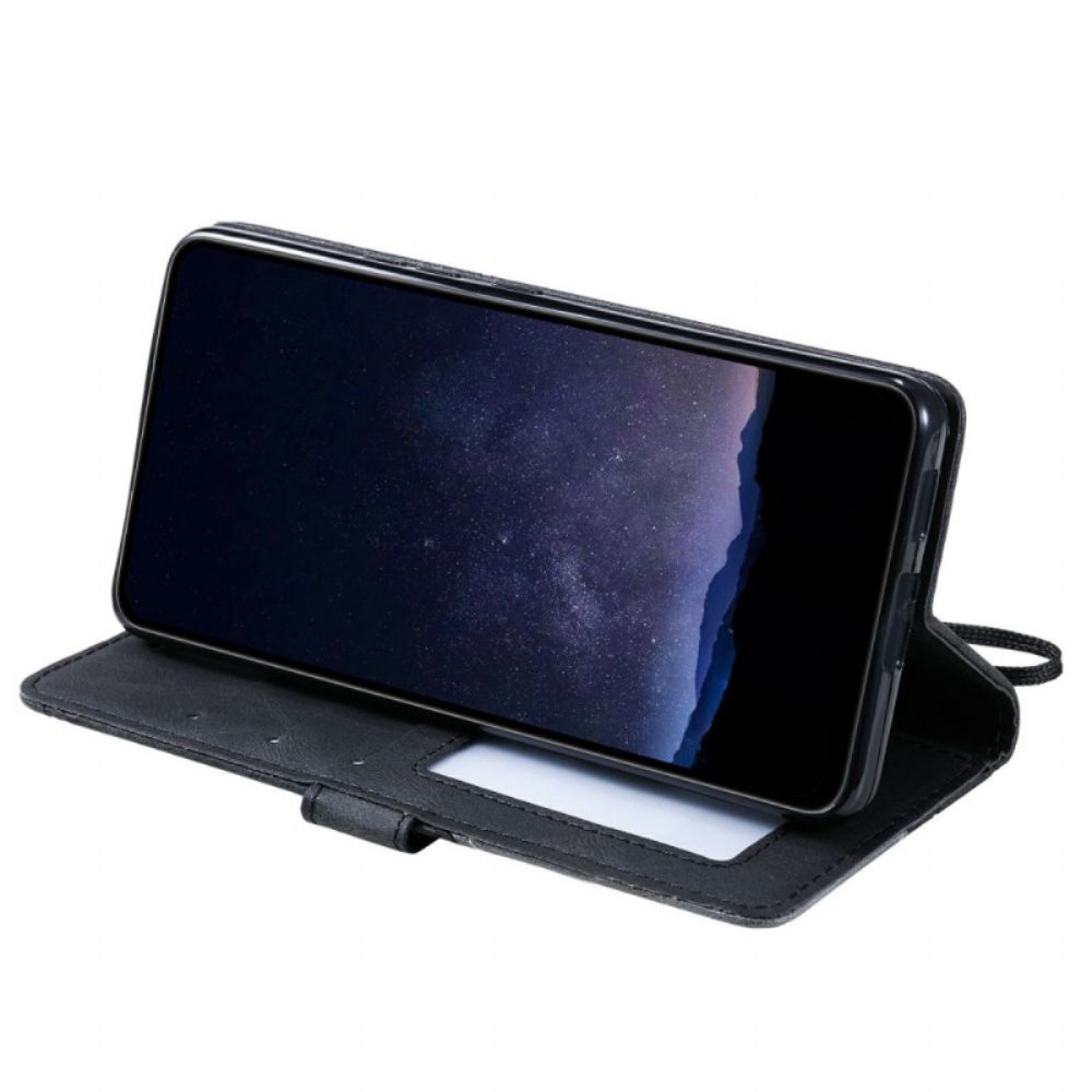 Leren Hoesje Poco X7 Pro 5g Tweekleurige Geometrische Lijnen Bescherming Hoesje