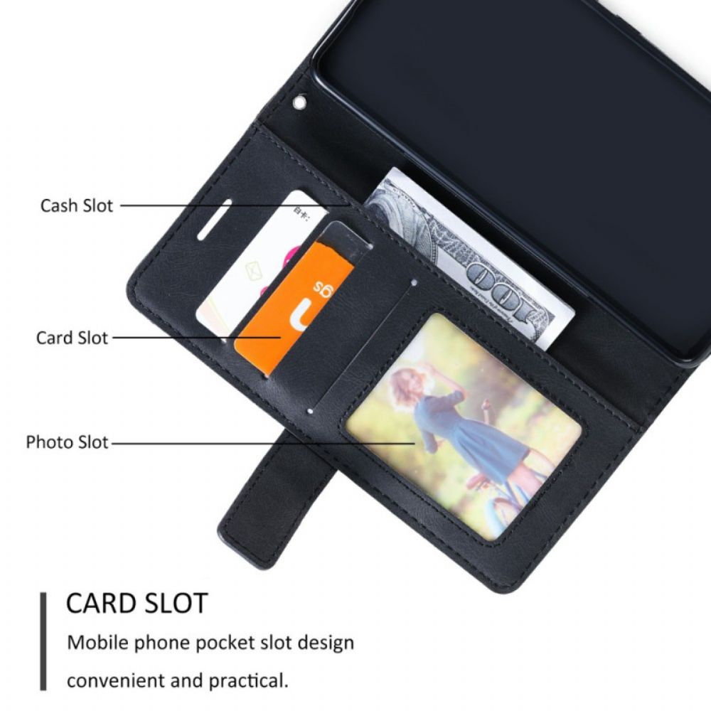 Leren Hoesje Poco X7 Pro 5g Tweekleurige Geometrische Lijnen Bescherming Hoesje