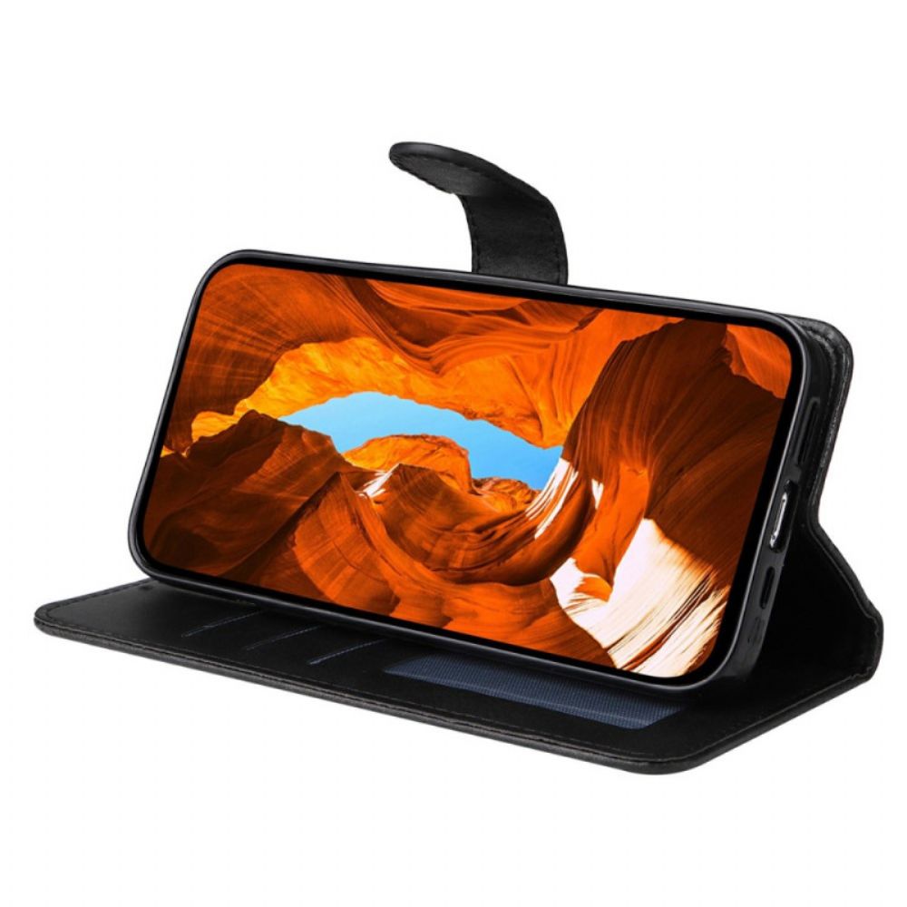 Leren Hoesje Voor Poco X7 Pro 5g Effen Kunstleer Met Riem