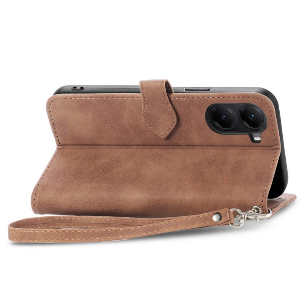 Leren Hoesje Voor Poco X7 Pro 5g Kantprint Met Bandje