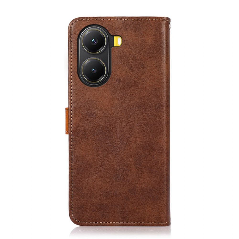 Leren Hoesje Voor Poco X7 Pro 5g Khazneh Gouden Sluiting