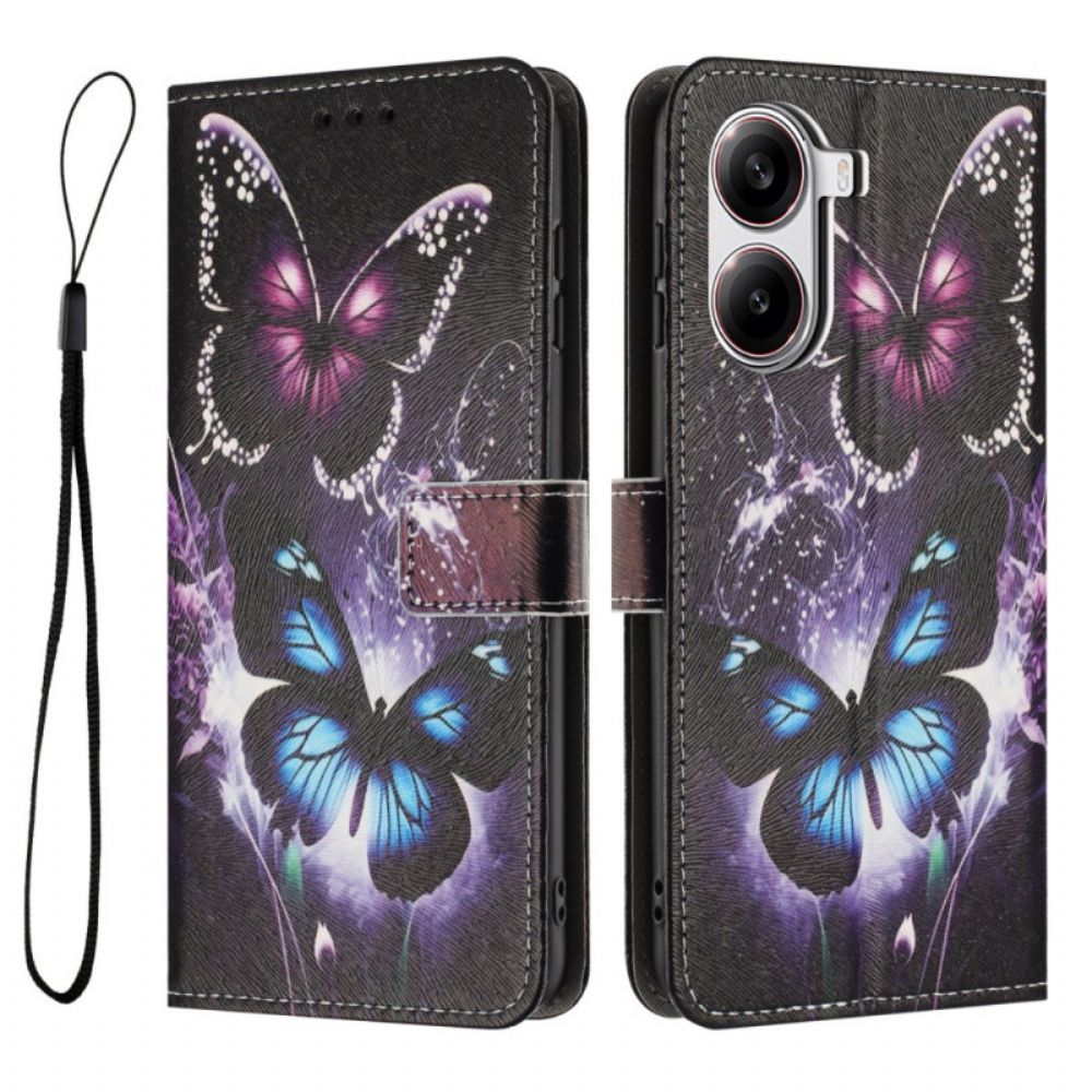 Leren Hoesje Voor Poco X7 Pro 5g Twee Vlinders