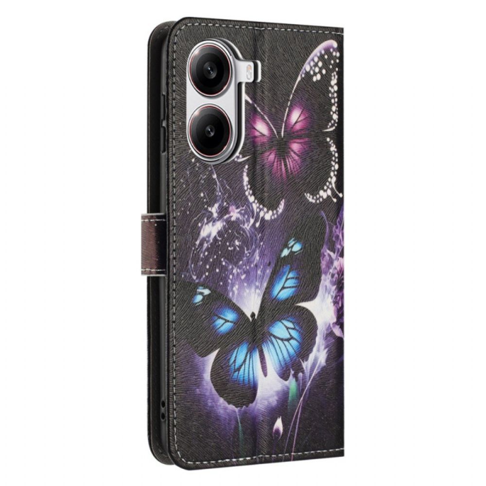Leren Hoesje Voor Poco X7 Pro 5g Twee Vlinders