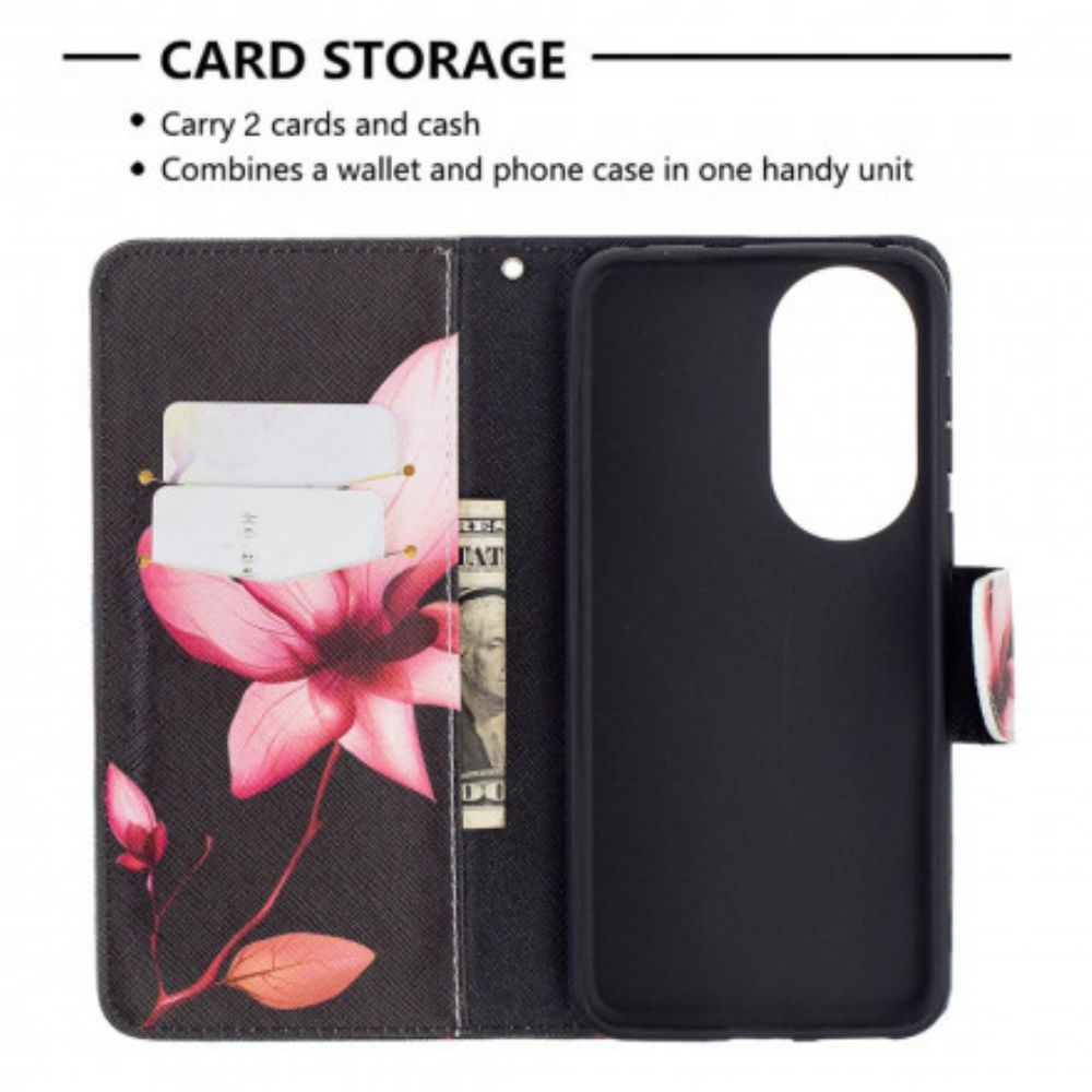 Folio-hoesje voor Huawei P50 Roze Bloem