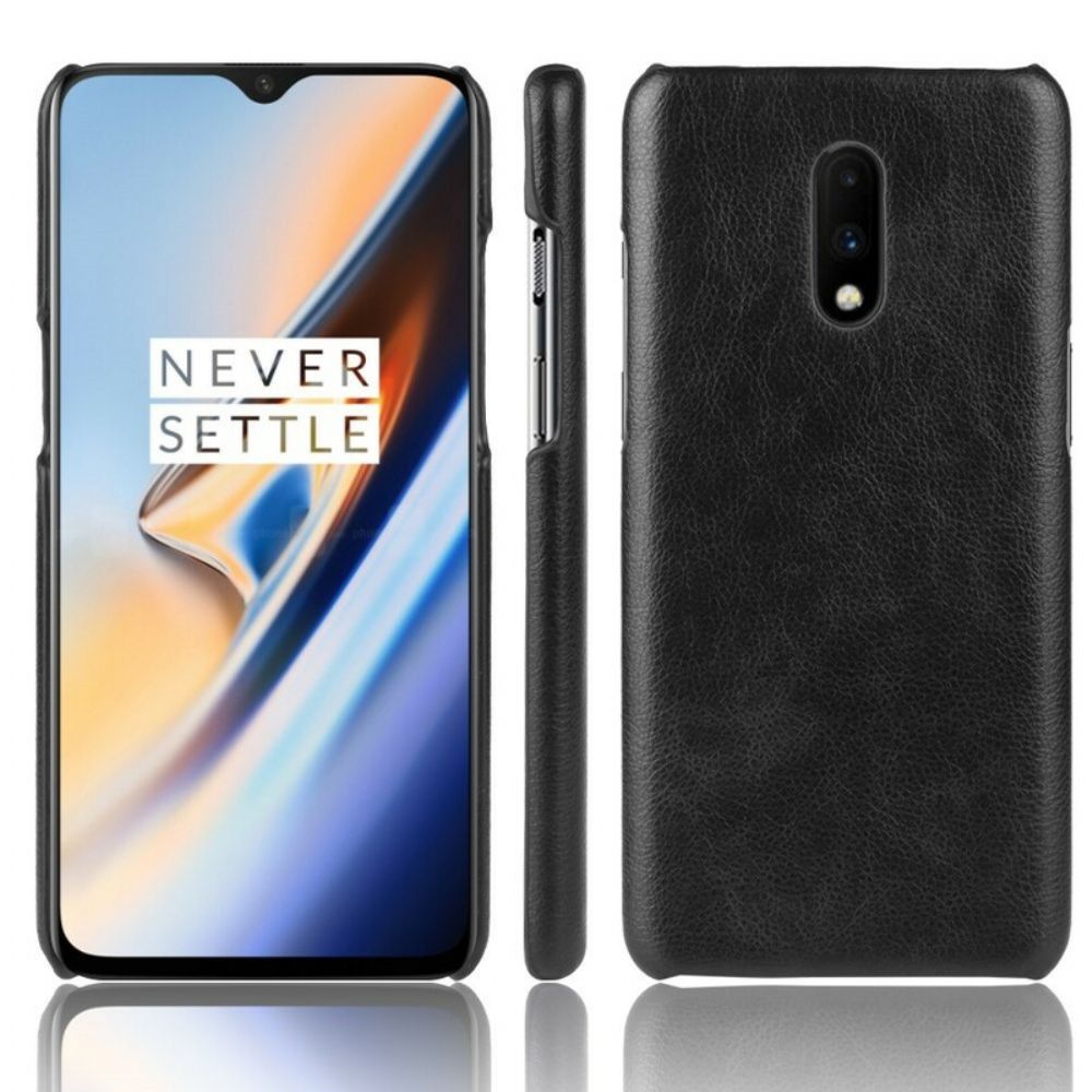 Hoesje voor OnePlus 7 Prestaties Litchi Leder Effect
