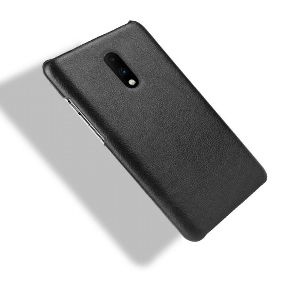 Hoesje voor OnePlus 7 Prestaties Litchi Leder Effect