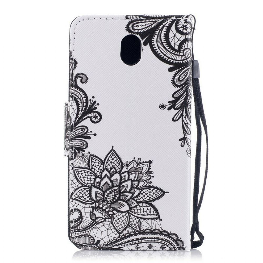Folio-hoesje voor Samsung Galaxy J7 2017 Met Ketting Mandala Met Zwarte Bandjes