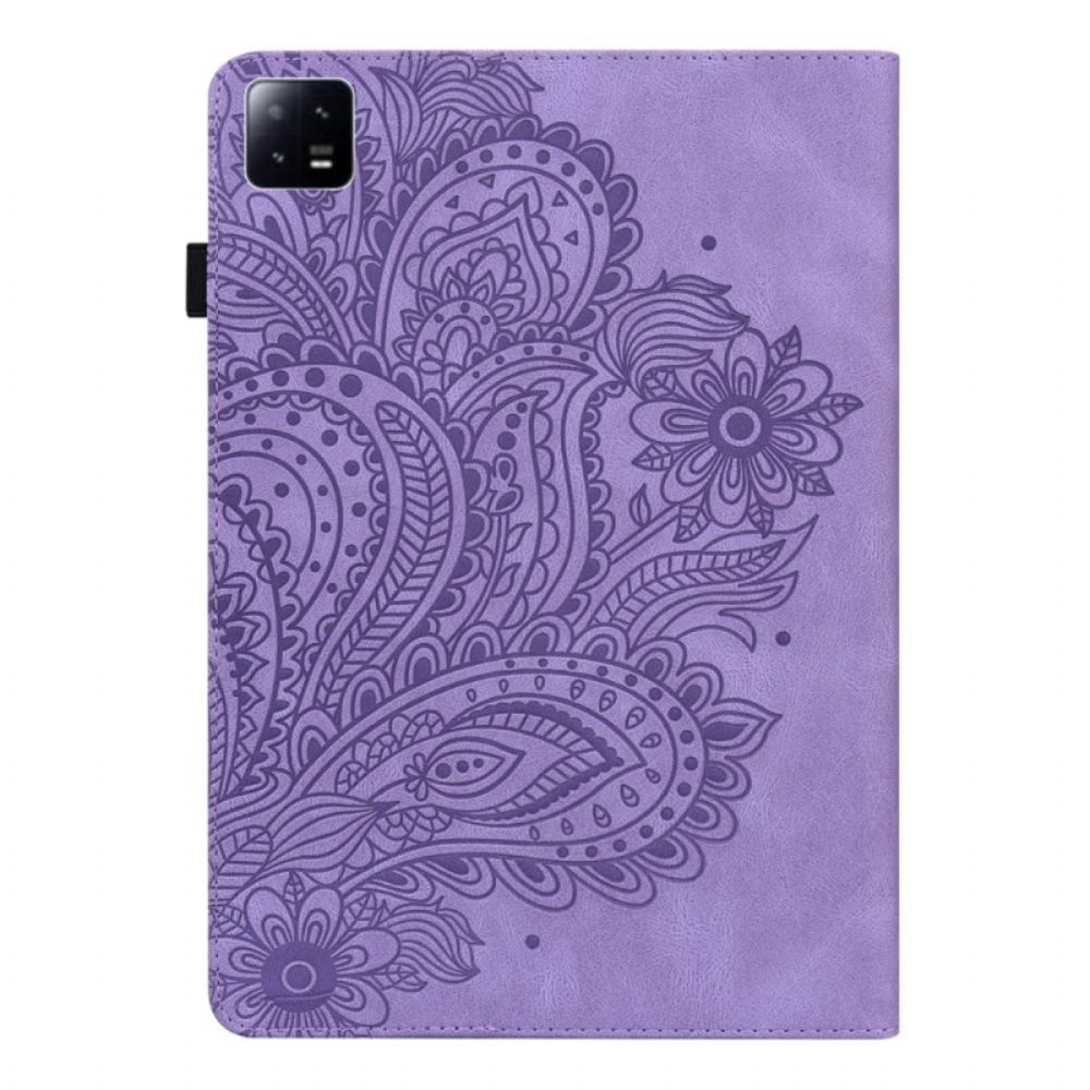 Cover Xiaomi Pad 6 Bloemenprint Met Leerlook