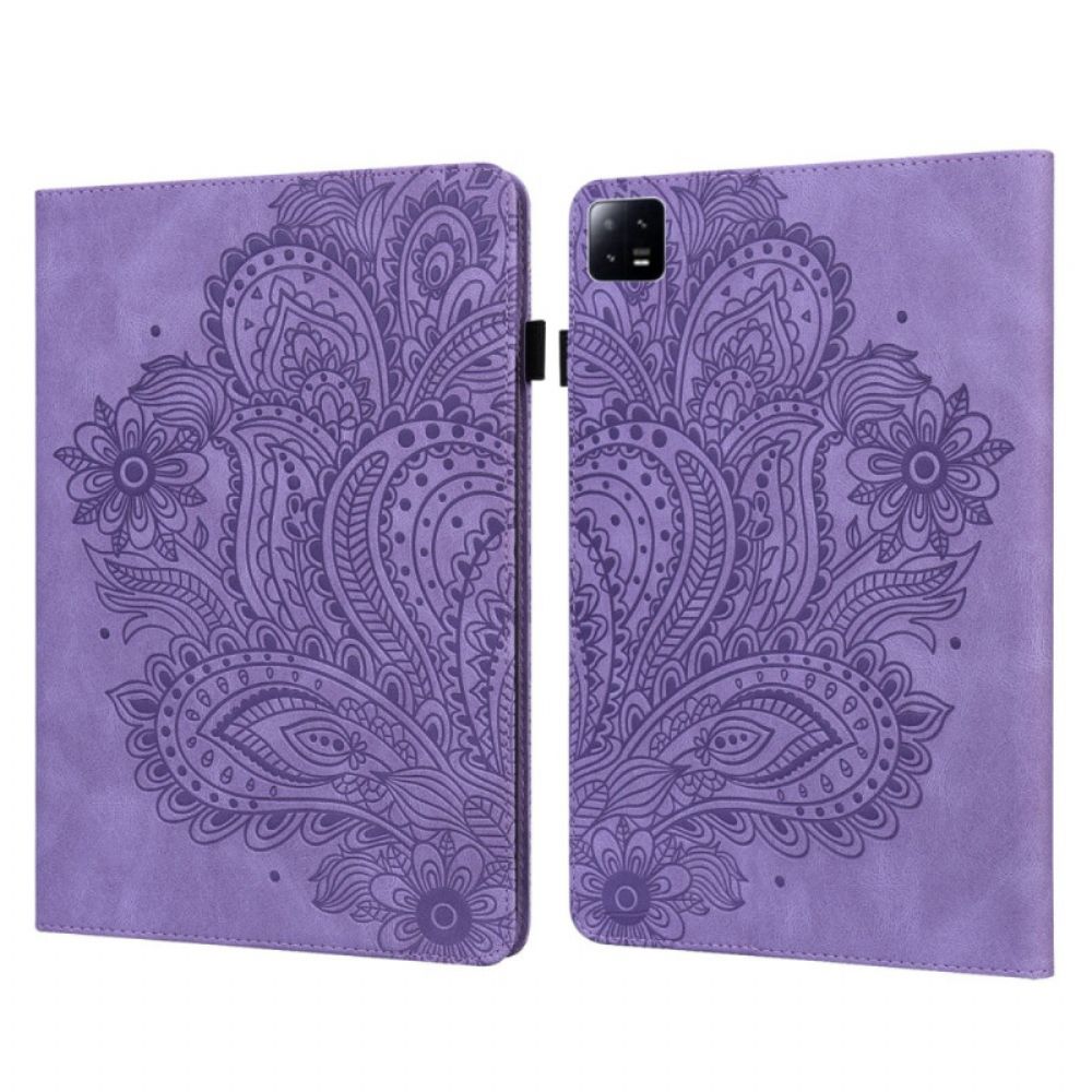 Cover Xiaomi Pad 6 Bloemenprint Met Leerlook
