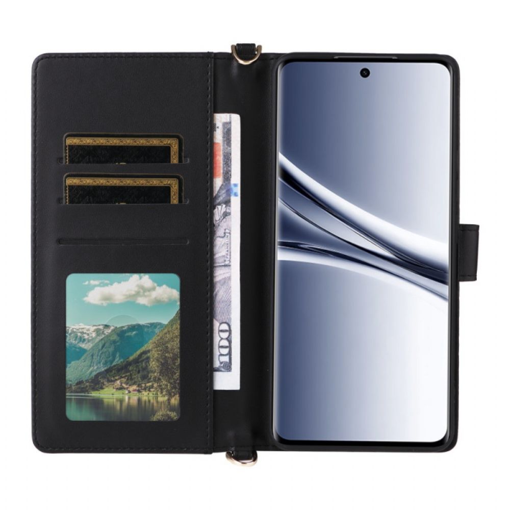 Flip Case Leren Xiaomi Redmi Note 15 5g Gewatteerd Met Schouderbandje En Bandje