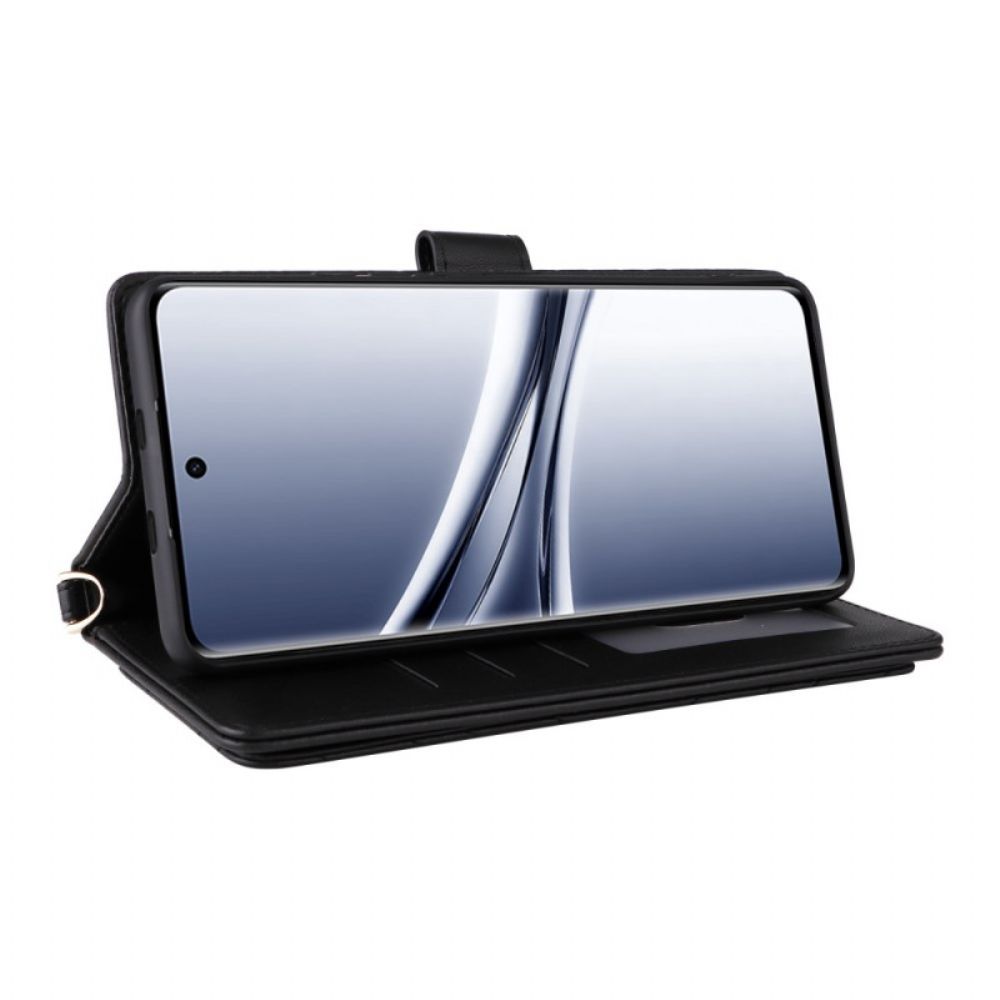 Flip Case Leren Xiaomi Redmi Note 15 5g Gewatteerd Met Schouderbandje En Bandje