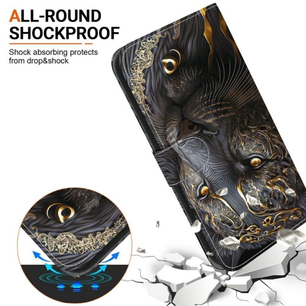 Flip Case Leren Xiaomi Redmi Note 15 5g Gouden Leeuw