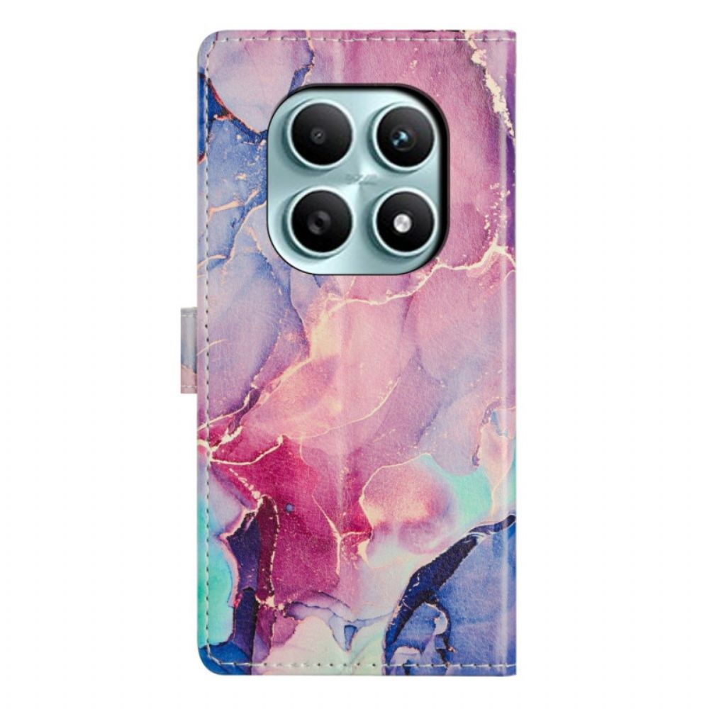 Flip Case Leren Xiaomi Redmi Note 15 5g Roze En Groen Marmer