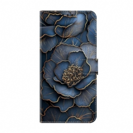 Folio-hoesje Xiaomi Redmi Note 15 5g Blauw-gouden Pioenroos