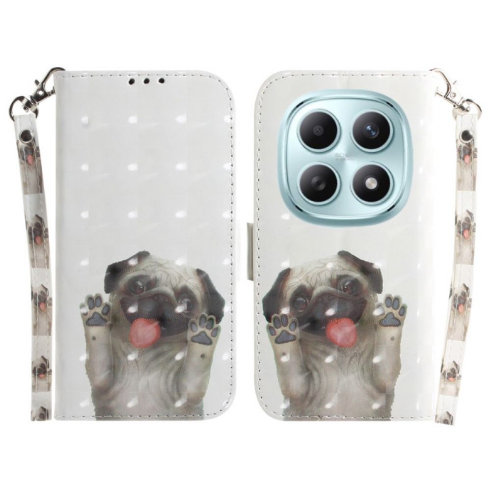 Folio-hoesje Xiaomi Redmi Note 15 5g Mopshond Met Koord