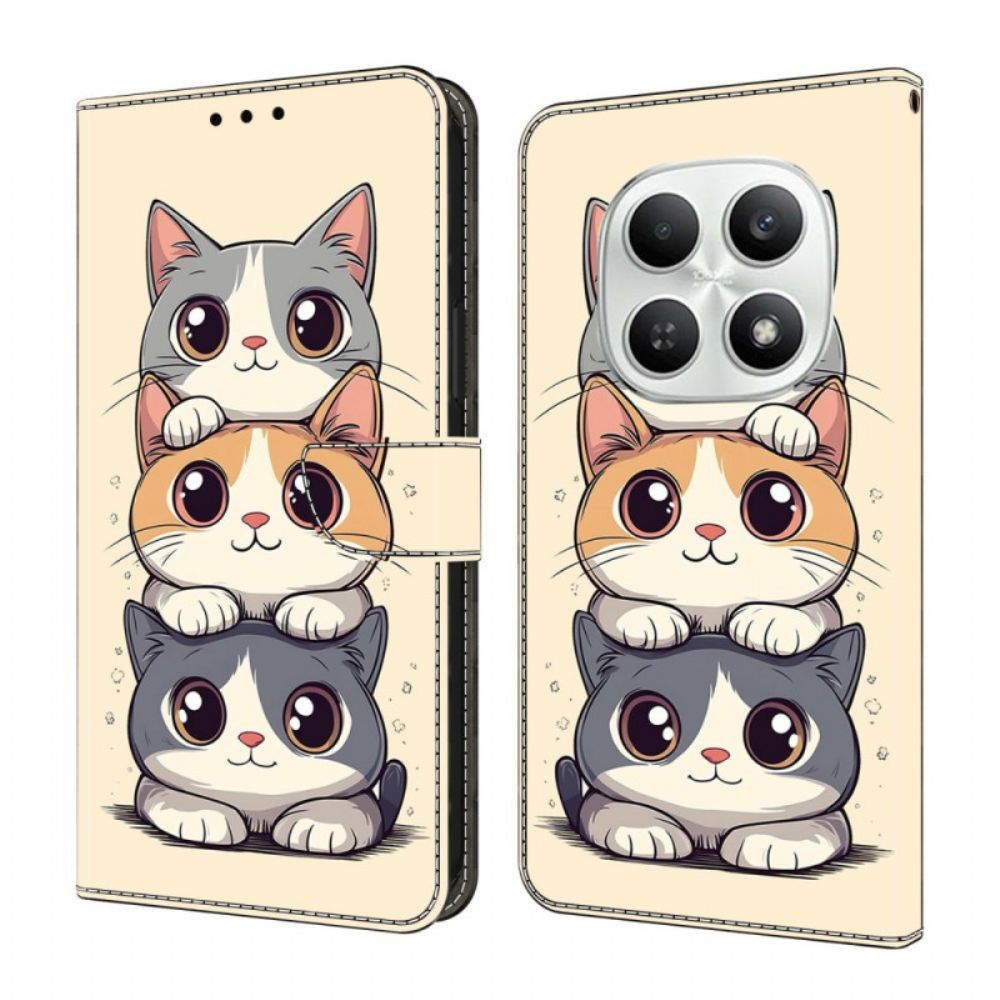 Folio-hoesje Xiaomi Redmi Note 15 5g Telefoonhoesje Gestapelde Katten