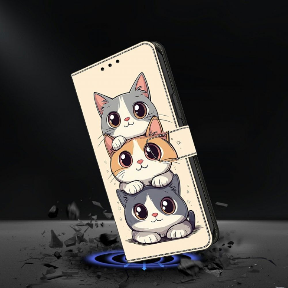 Folio-hoesje Xiaomi Redmi Note 15 5g Telefoonhoesje Gestapelde Katten
