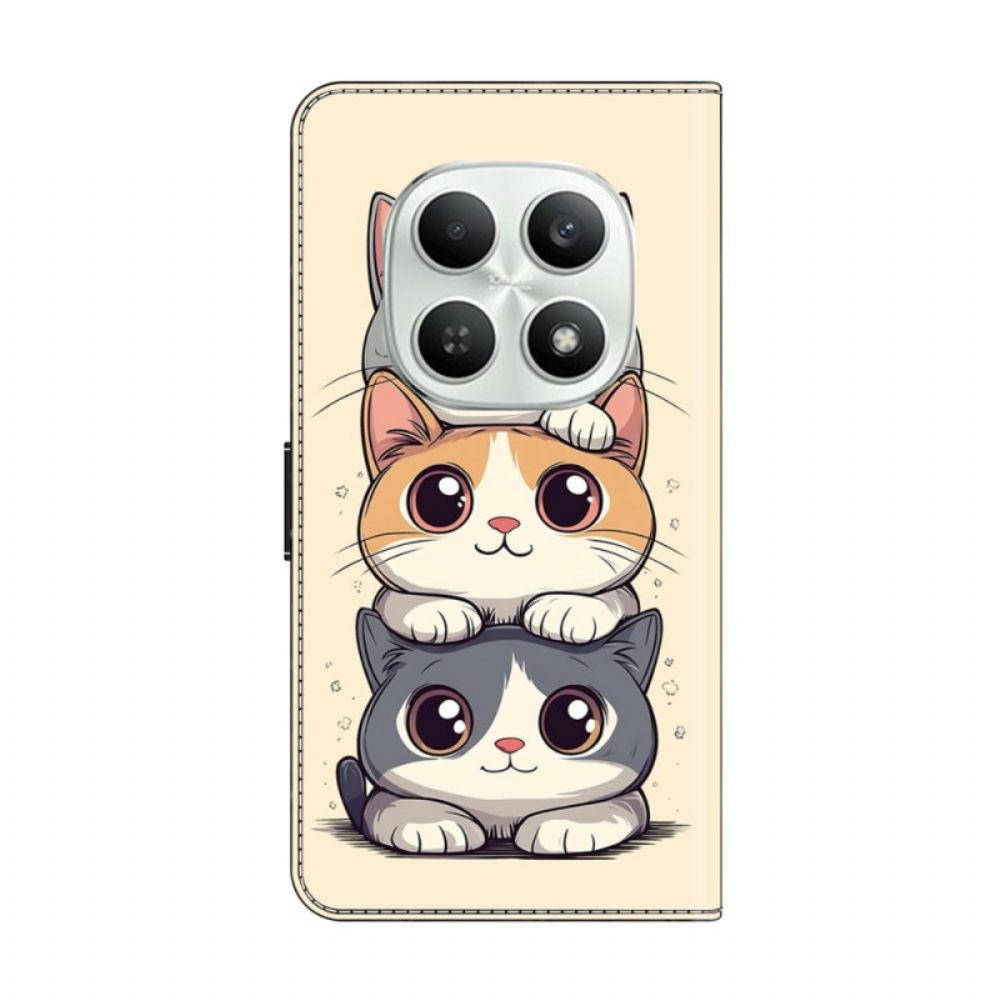Folio-hoesje Xiaomi Redmi Note 15 5g Telefoonhoesje Gestapelde Katten