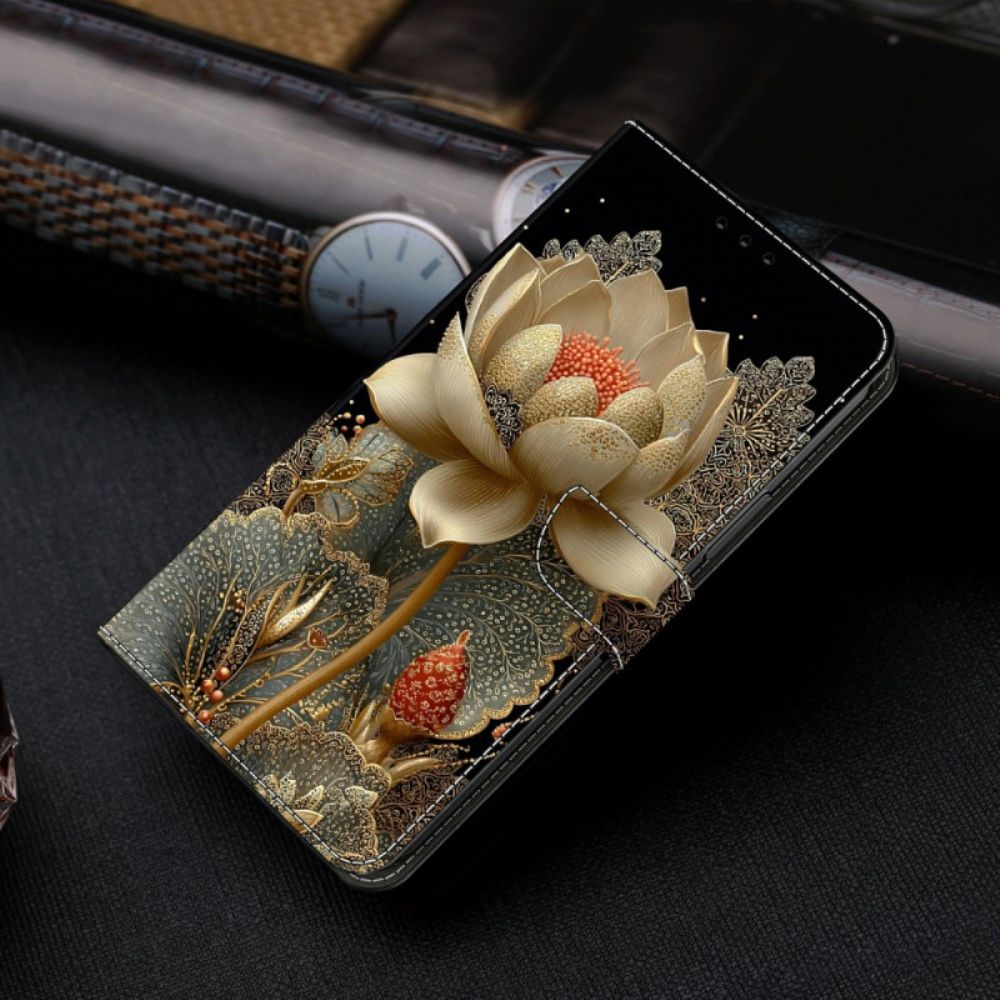Folio-hoesje Xiaomi Redmi Note 15 5g Telefoonhoesje Gouden Lotus