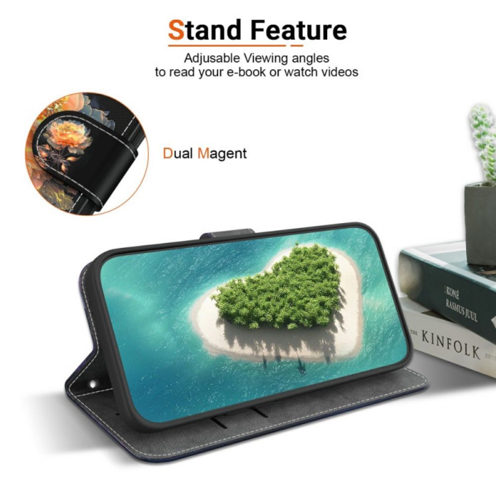 Folio-hoesje Xiaomi Redmi Note 15 5g Telefoonhoesje Gouden Pioenroos