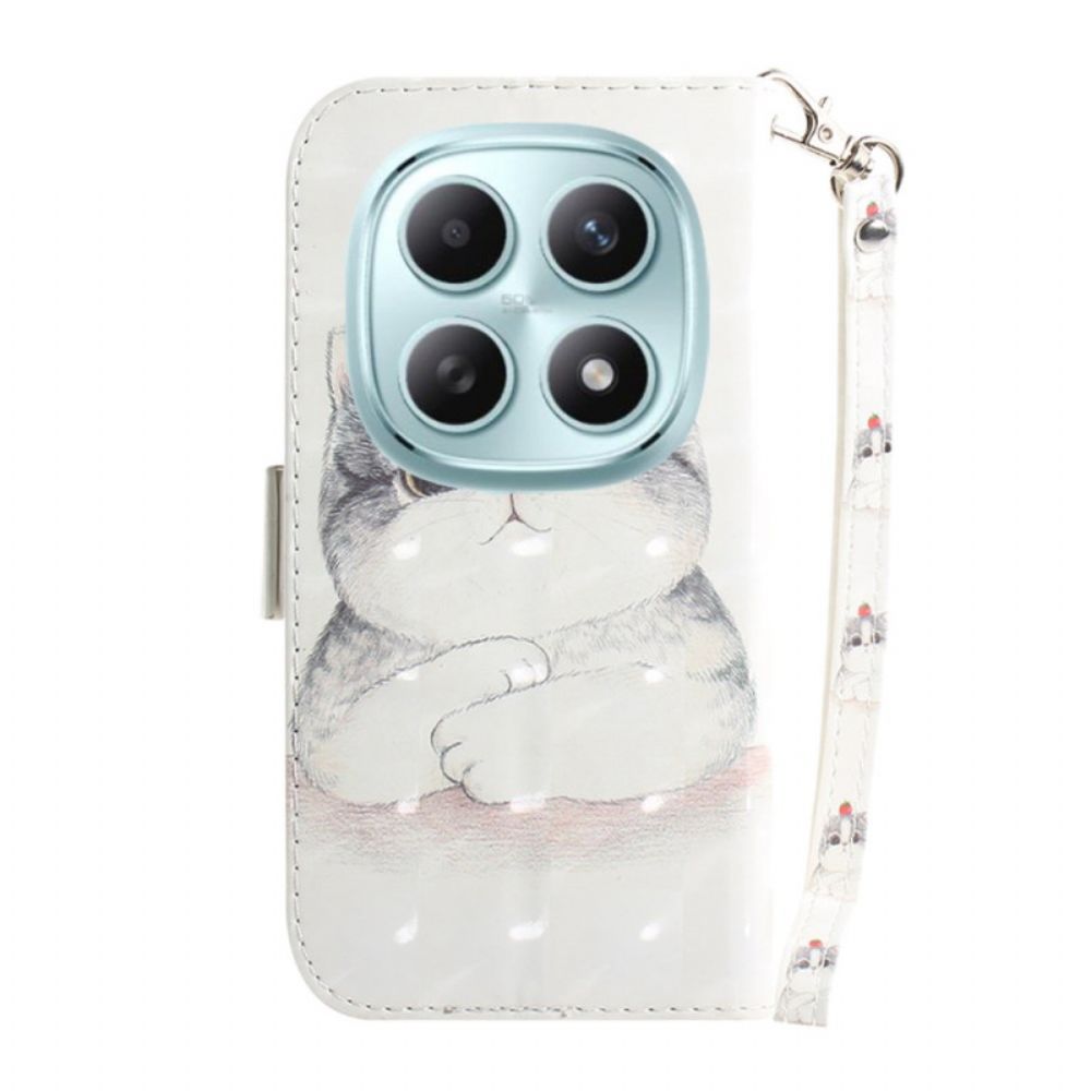 Folio-hoesje Xiaomi Redmi Note 15 5g Telefoonhoesje Schattige Kat Met Koord