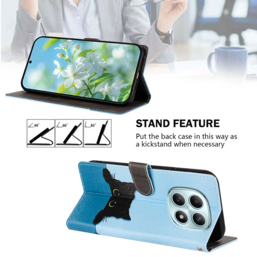 Folio-hoesje Xiaomi Redmi Note 15 5g Telefoonhoesje Zwarte Kat