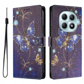 Leren Hoesje Voor Xiaomi Redmi Note 15 5g Blauwe Vlinder